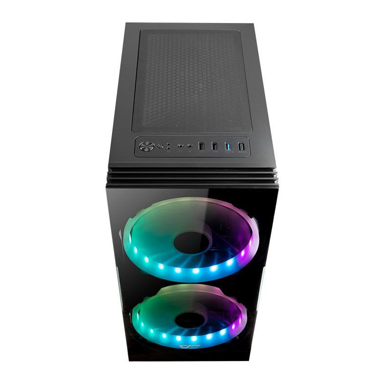 Gabinete Gamer Aigo DarkFlash BF1, Lateral/Frontal Vidro, Com 2 Fans, Preto, AIGO DARKFLASH BF1