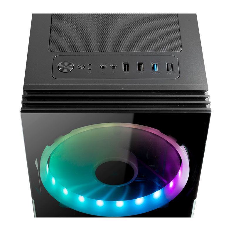 Gabinete Gamer Aigo DarkFlash BF1, Lateral/Frontal Vidro, Com 2 Fans, Preto, AIGO DARKFLASH BF1