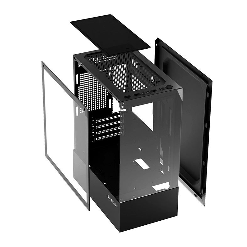 Gabinete Gamer Bluecase Nuker BG-053, Mid Tower, Lateral De Vidro Temperado, Preto, BG-053