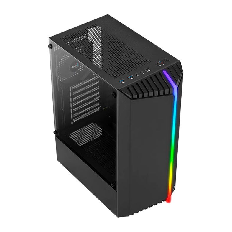 Gabinete Gamer Aerocool Bionic V1, RGB, Mid-Tower, Lateral de Vidro, Com 1 Fan, Preto, BIONIC-G-BK-V1