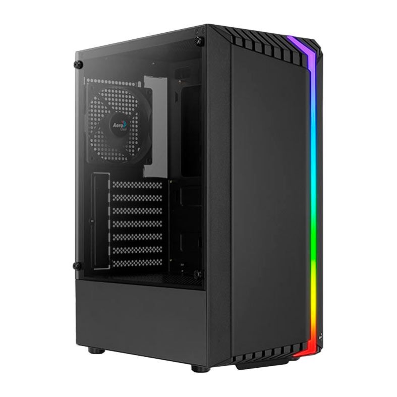 Gabinete Gamer Aerocool Bionic V1, RGB, Mid-Tower, Lateral de Vidro, Com 1 Fan, Preto, BIONIC-G-BK-V1