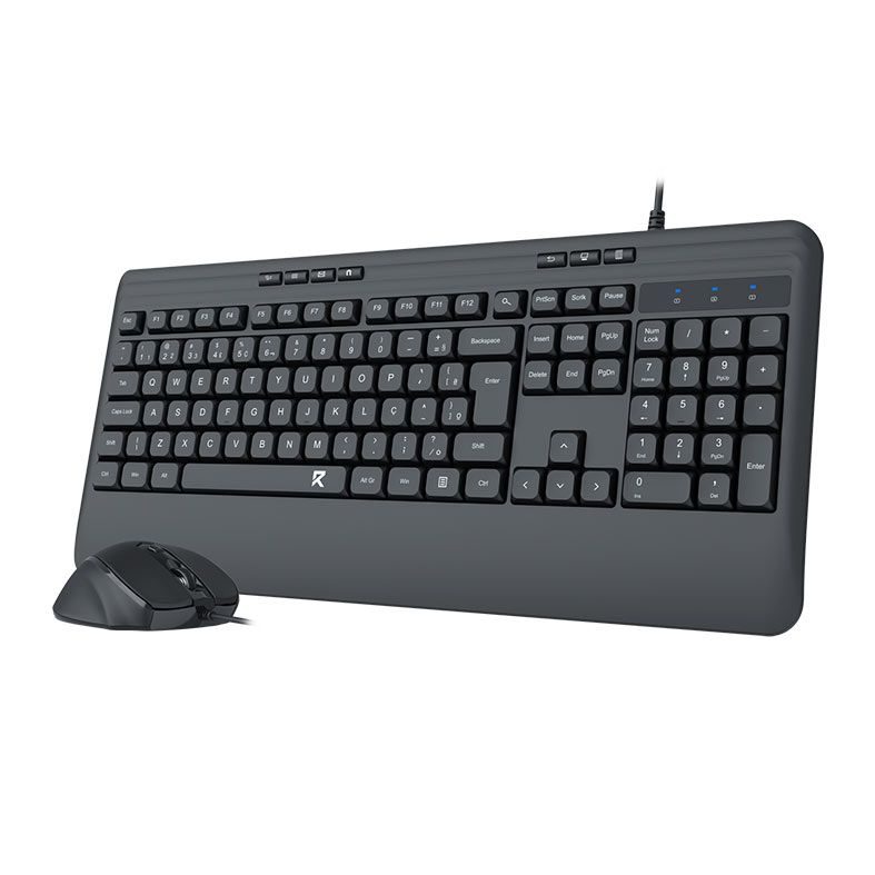 Kit Teclado e Mouse Redragon R Office, Teclado Membrana, Mouse 2400DPI, Preto, BS-7642