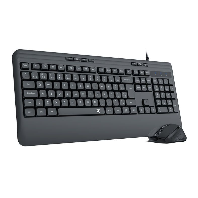 Kit Teclado e Mouse Redragon R Office, Teclado Membrana, Mouse 2400DPI, Preto, BS-7642