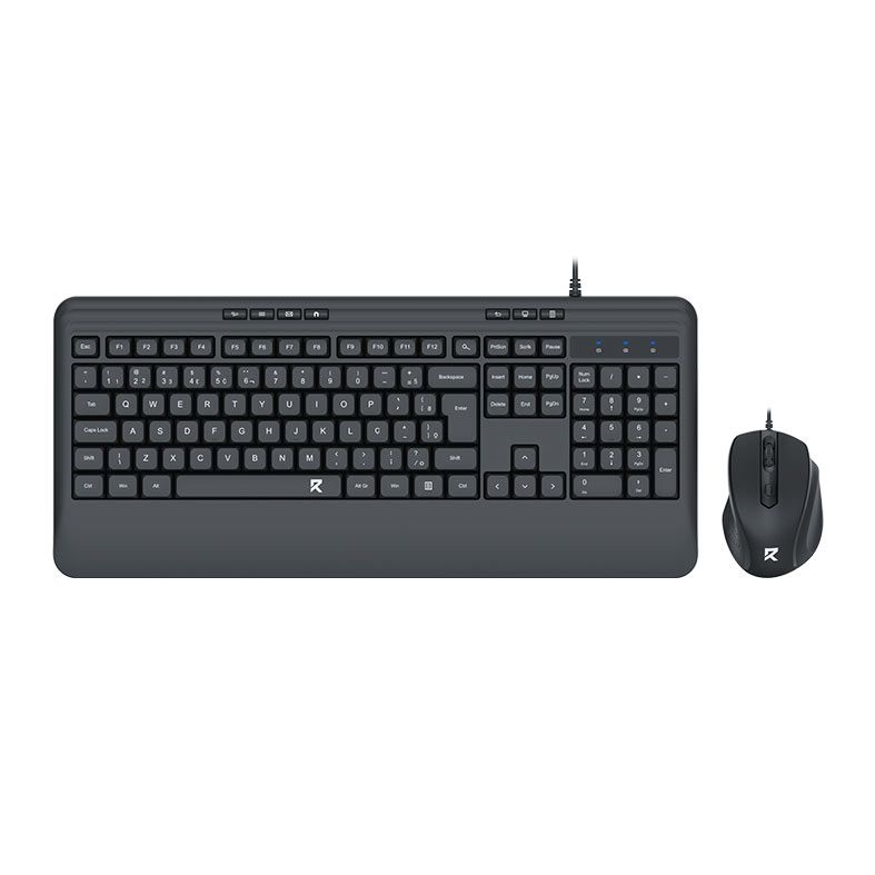 Kit Teclado e Mouse Redragon R Office, Teclado Membrana, Mouse 2400DPI, Preto, BS-7642