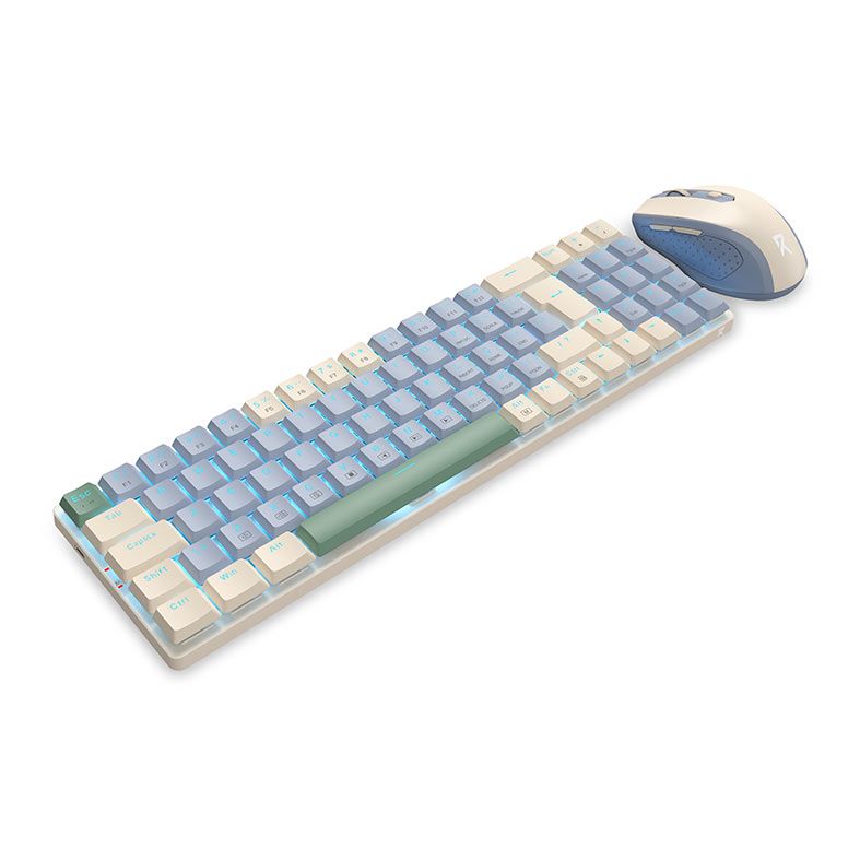 Combo Gamer Redragon BS-8772, Wireless, Teclado ABNT2, Mouse 2400DPI, Azul e Creme, BS-8772-CB