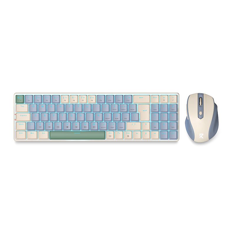 Combo Gamer Redragon BS-8772, Wireless, Teclado ABNT2, Mouse 2400DPI, Azul e Creme, BS-8772-CB