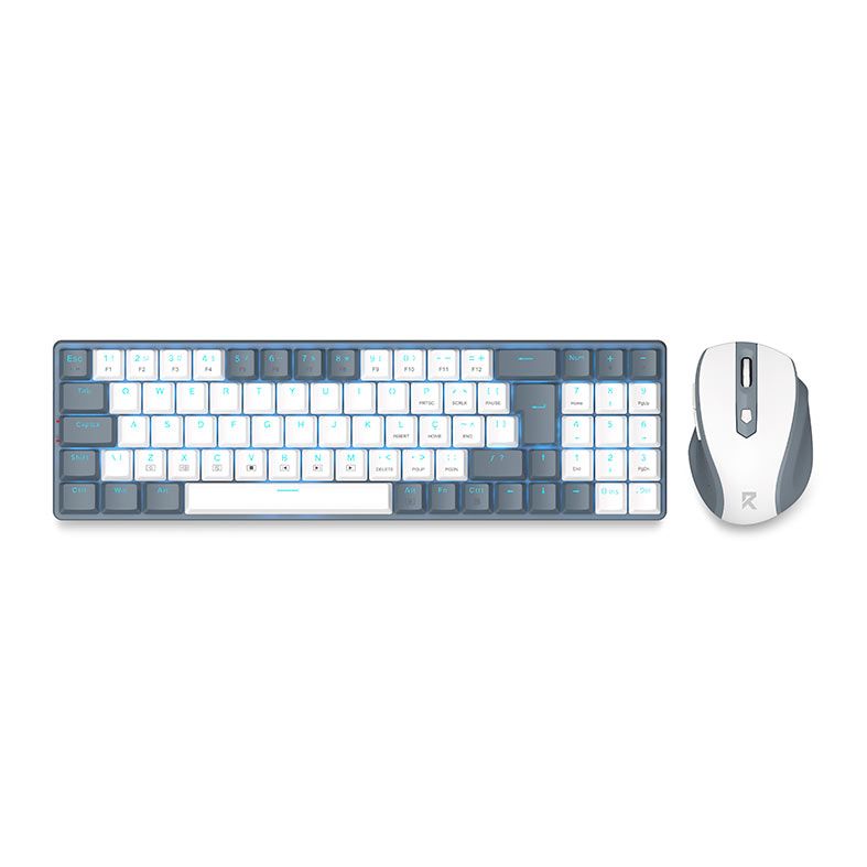 Combo Gamer Redragon BS-8772, Wireless, Teclado ABNT2, Mouse 2400DPI, Cinza e Branco, BS-8772-GW