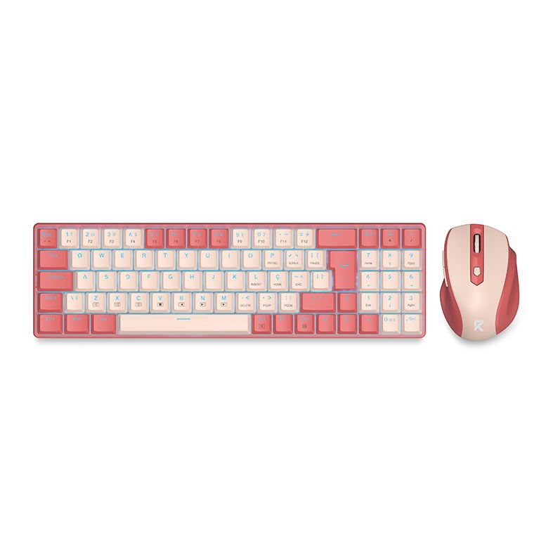 Combo Gamer Redragon BS-8772, Wireless, Teclado ABNT2, Mouse 2400DPI, Rosa, BS-8772-RP