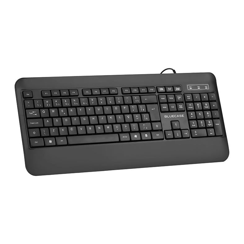 Teclado Membrana Bluecase BT131B, C/Apoio, USB, Preto, BT131B