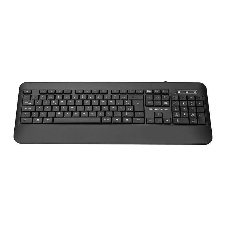 Teclado Membrana Bluecase BT131B, C/Apoio, USB, Preto, BT131B