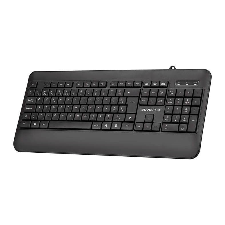 Teclado Membrana Bluecase BT131B, C/Apoio, USB, Preto, BT131B