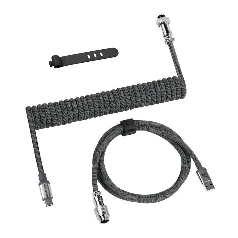Cabo Para Teclado Attack Shark C01PRO, Com Conector Aviator, USB-A Para Tipo-C, 1.65m, Cinza, C01PRO-GREY