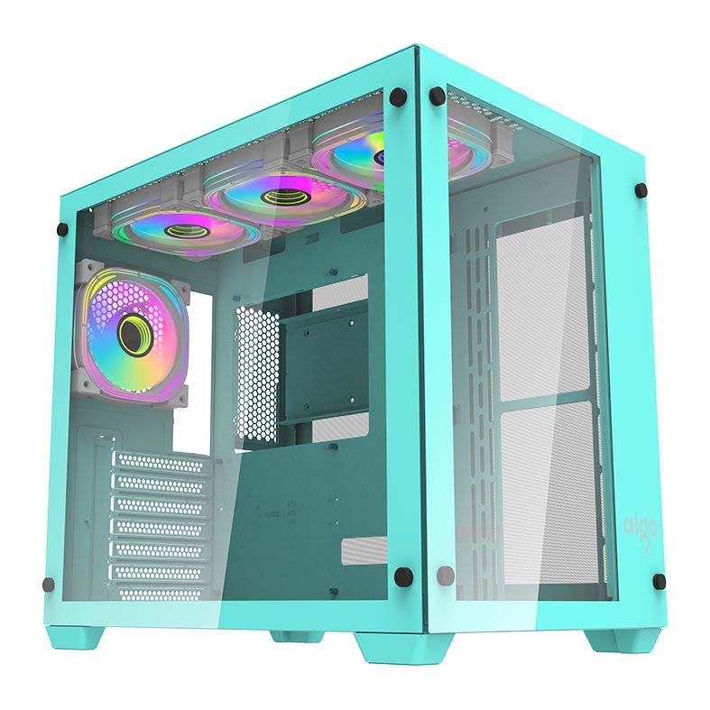 Gabinete Gamer Aigo Darkflash C285, ARGB, Mid-Tower, Lateral de Vidro, Com 4 Fans, Verde, C285-VD-4F