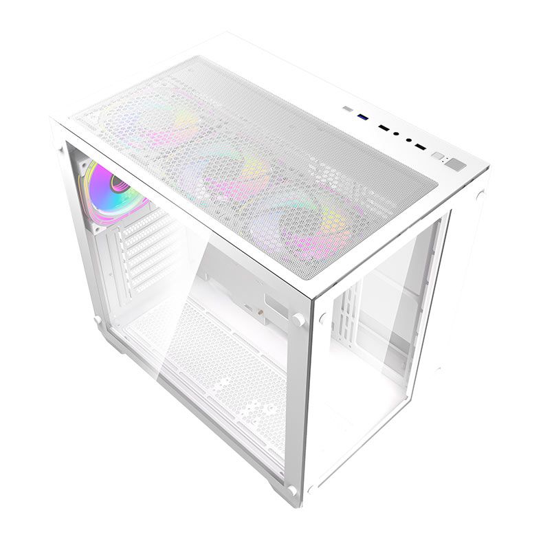 Gabinete Gamer Aigo Darkflash C285, ARGB, Mid-Tower, Lateral de Vidro, Com 4 Fans, Branco, C285-WH-4F