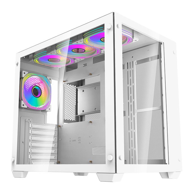 Gabinete Gamer Aigo Darkflash C285, ARGB, Mid-Tower, Lateral de Vidro, Com 4 Fans, Branco, C285-WH-4F