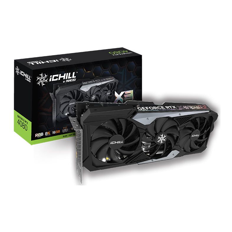 Placa de Video INNO3D GeForce RTX 4080 Ichill X3, 16GB, GDDR6X, 256-bit, C40803-166XX-187049H