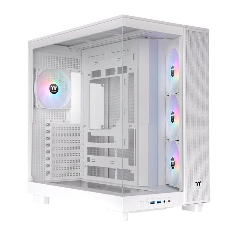 Gabinete Gamer Thermaltake View 380 XL TG Snow, ARGB, Mid-Tower, Lateral de Vidro, Com 4 Fans, Branco, CA-11E-00M6WN-00