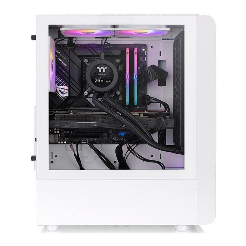 Gabinete Gamer Thermaltake S200 TG, ARGB, Mid-Tower, Lateral de Vidro, Com 3 Fans, Branco, CA-1X2-00M6WN-00