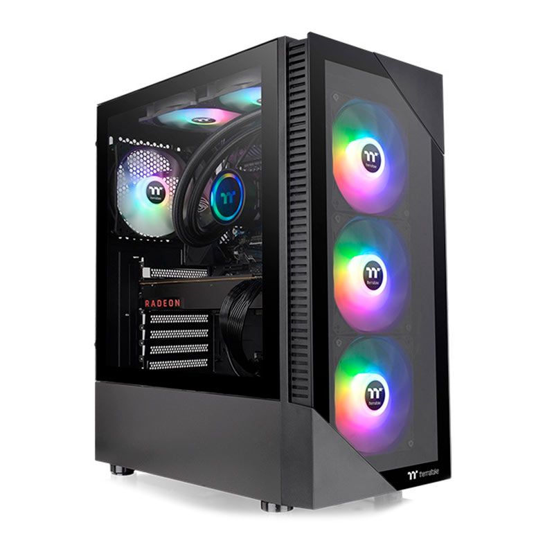 Gabinete Gamer Thermaltake View 200 TG, ARGB, Mid-Tower, Lateral de Vidro, Com 3 Fans, Preto, CA-1X3-00M1WN-00