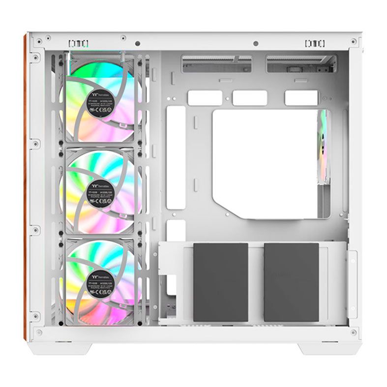 Gabinete Gamer Thermaltake View 380 Wood Style Snow, ARGB, Mid-Tower, Lateral de Vidro, Com 3 Fans, Branco, CA-1Z2-00M6WN-WS