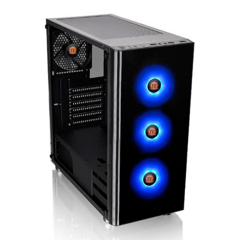 Gabinete Thermaltake V200 TG RGB Lateral Vidro Temp Preto + Fonte 600W, CA-3K8-60M1WZ-00