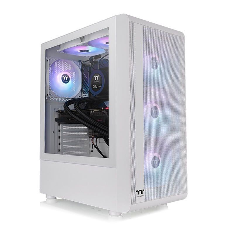 Gabinete Gamer Thermaltake S200 TG ARGB Snow, Lateral de Vidro, Com 4 Fans e Com Fonte 650W, Branco, CA-3X2-65M6WZ-00