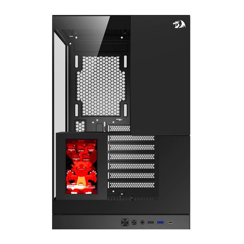 Gabinete Gamer Redragon Eternal Pro, Mid Tower, Lateral de Vidro, Display 4.3'' 30Hz, Preto, CA-613B