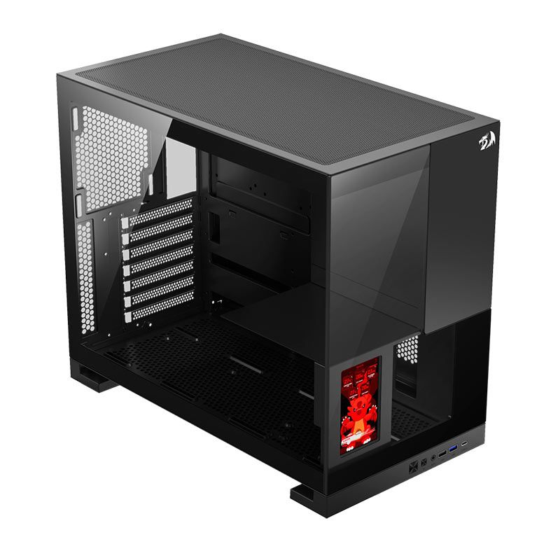 Gabinete Gamer Redragon Eternal Pro, Mid Tower, Lateral de Vidro, Display 4.3'' 30Hz, Preto, CA-613B