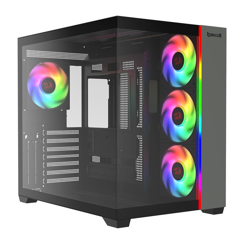 Gabinete Gamer Redragon Tesseract, RGB, Mid-Tower, Lateral de Vidro, Preto, CA-614B