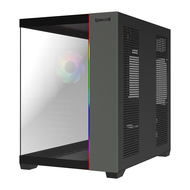 Gabinete Gamer Redragon Tesseract, RGB, Mid-Tower, Lateral de Vidro, Preto, CA-614B