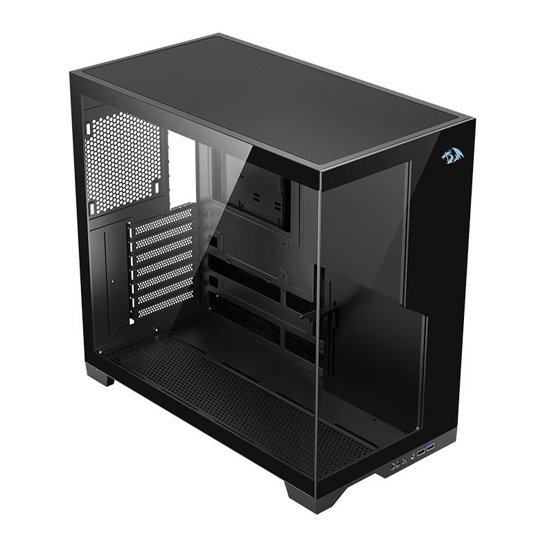 Gabinete Redragon Flux, Mid-Tower, Lateral de Vidro, Sem Fans, Preto, CA-632B