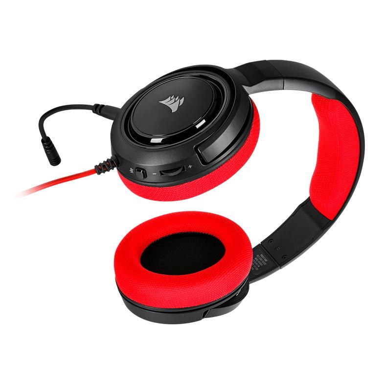 Headset Gamer Corsair HS35 Stereo Switch/PC/Mobile Preto/Vermelho Drivers 50mm, CA-9011198-NA
