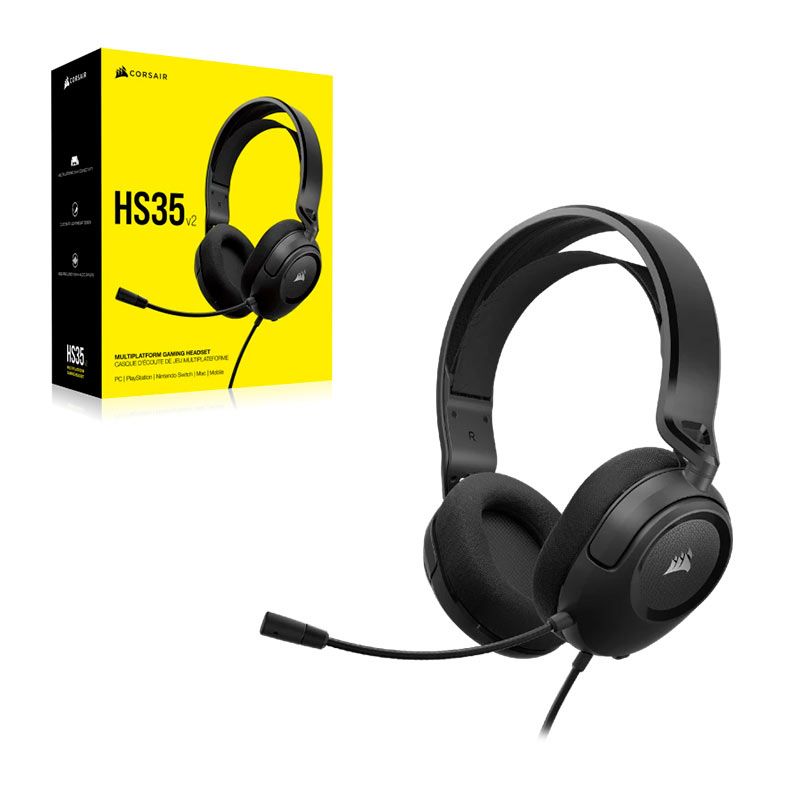 Headset Gamer Corsair HS35 V2, Multiplataforma, Drivers 50mm, Preto, CA-9011377-NA