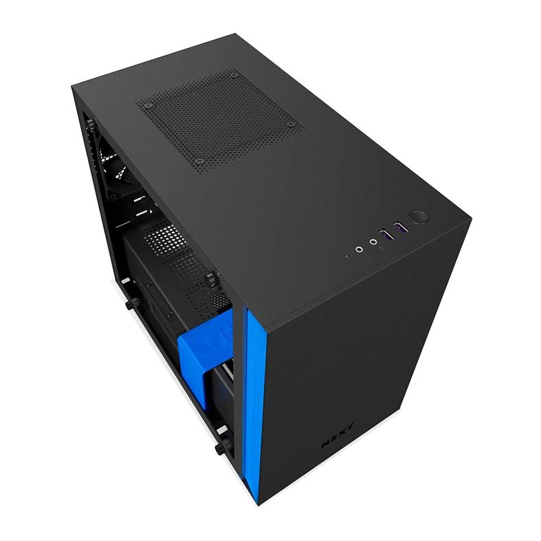 Gabinete NZXT H200 Lateral em Vidro Azul/Preto, CA-H200B-BL