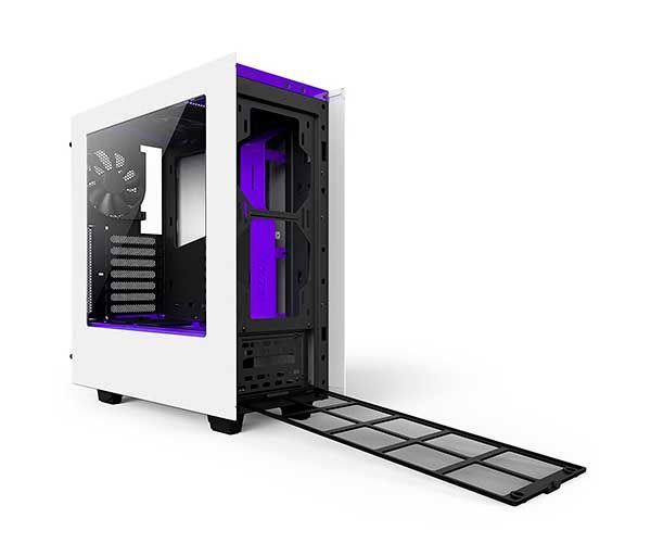 Gabinete NZXT S340 Branco Com Roxo, CA-S340W-W3