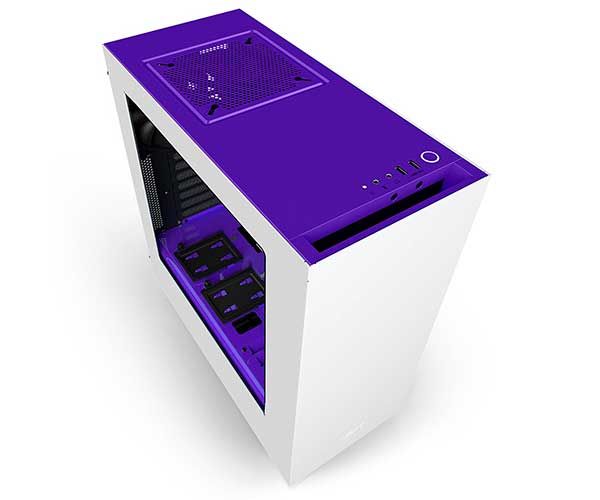 Gabinete NZXT S340 Branco Com Roxo, CA-S340W-W3