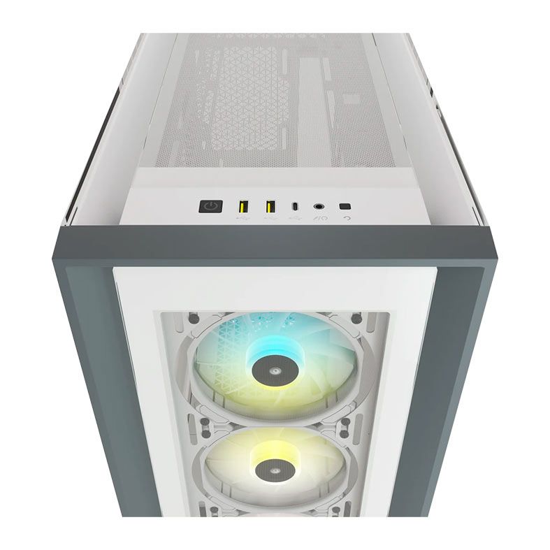 Gabinete Gamer Corsair ICUE 5000X, RGB, Mid Tower, Lateral de Vidro, Com 3 Fans, Branco, CC-9011213-WW