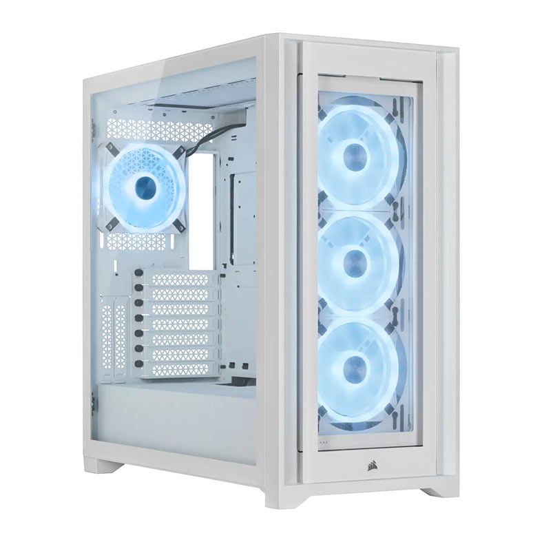 Gabinete Gamer Corsair ICUE 5000X RGB QL Edition, Mid-Tower, Lateral de Vidro, Com 4 Fans, Branco, CC-9011233-WW