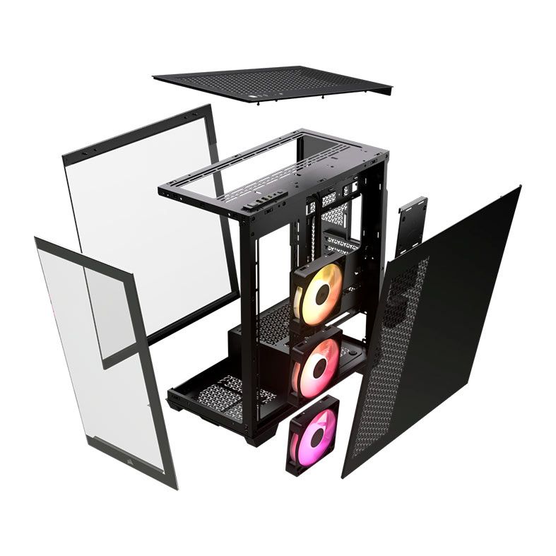 Gabinete Gamer Corsair Icue Link 3500X, RGB, Mid-Tower, Lateral de Vidro, Com 3 Fans, Preto, CC-9011280-WW