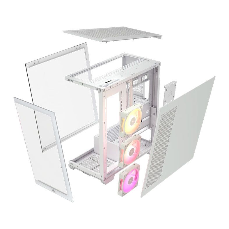 Gabinete Gamer Corsair Icue Link 3500X, RGB, Mid-Tower, Lateral de Vidro, Com 3 Fans, Branco, CC-9011281-WW