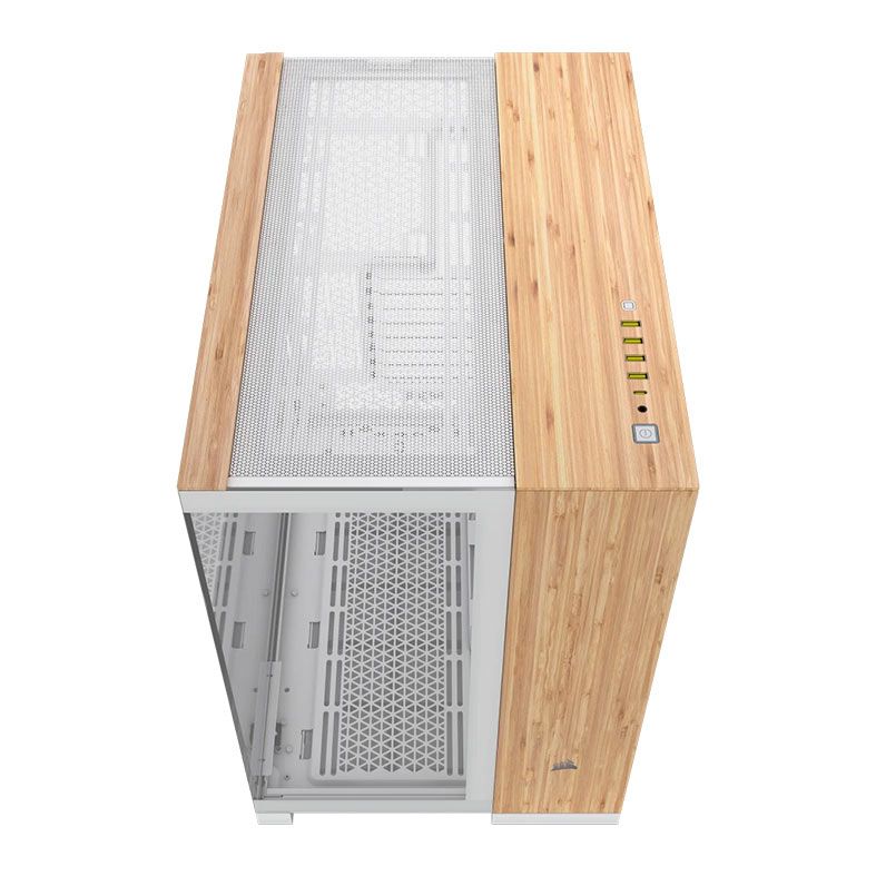 Gabinete Gamer Corsair 6500X, Mid-Tower, Lateral de Vidro, Branco/Madeira de Bambu, CC-9011284-WW