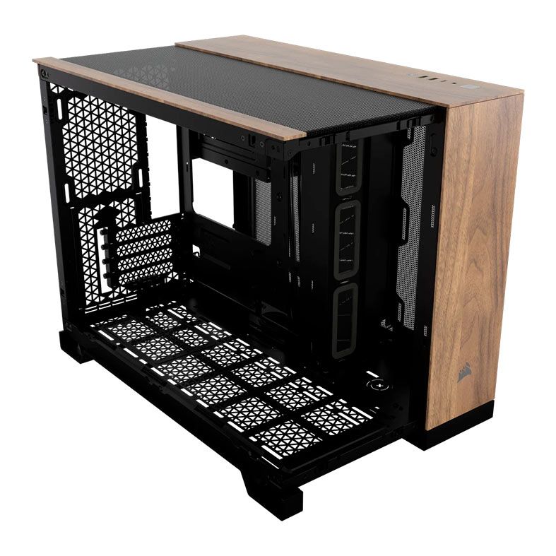 Gabinete Gamer Corsair 2500X, Mid-Tower, Lateral de Vidro, Preto/Madeira de Nogueira, CC-9011286-WW