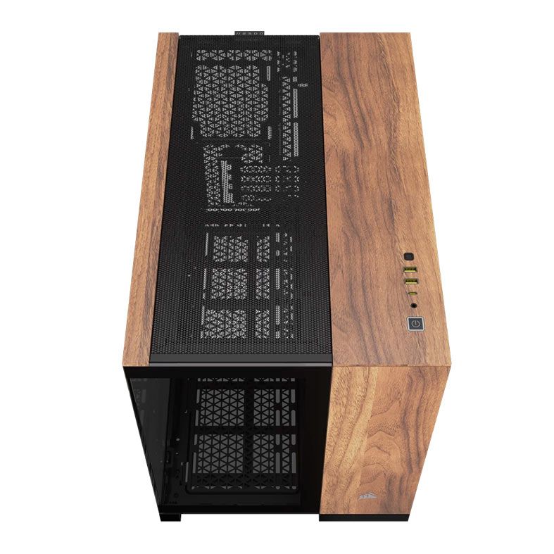 Gabinete Gamer Corsair 2500X, Mid-Tower, Lateral de Vidro, Preto/Madeira de Nogueira, CC-9011286-WW