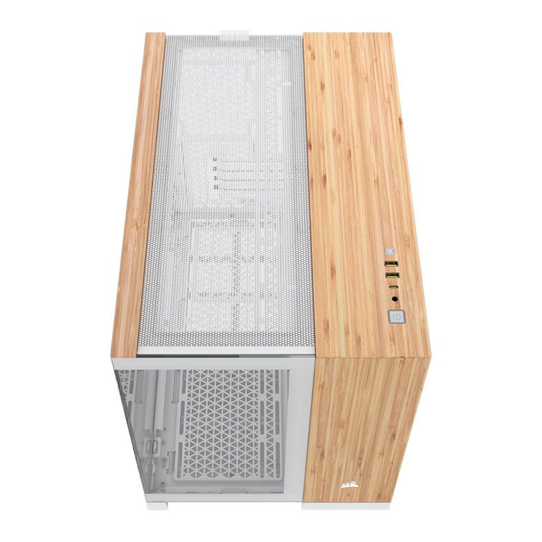 Gabinete Gamer Corsair 2500X, Mid-Tower, Lateral de Vidro, Branco/ Madeira de Bambu, CC-9011288-WW