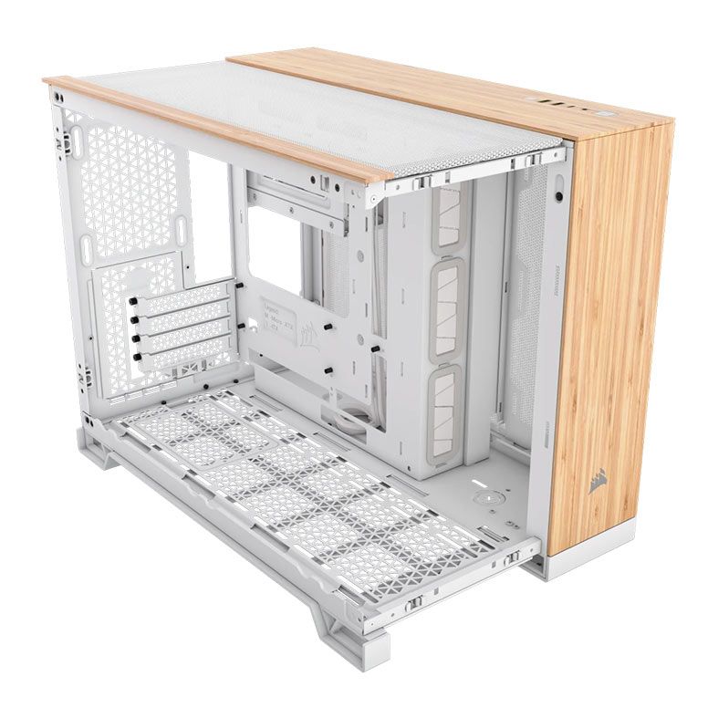 Gabinete Gamer Corsair 2500X, Mid-Tower, Lateral de Vidro, Branco/ Madeira de Bambu, CC-9011288-WW