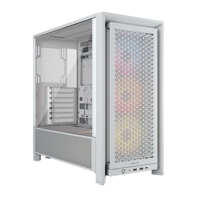Gabinete Gamer Corsair Frame 4000D RS, ARGB, Mid-Tower, Lateral de Vidro, Com 3 Fans, Branco, CC-9011297-WW