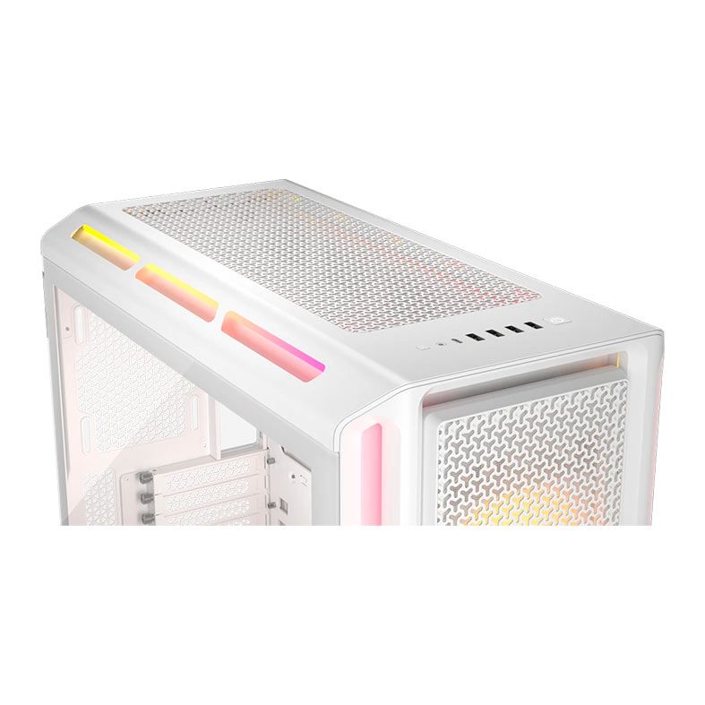 Gabinete Gamer Corsair Icue Link 5000T LX, RGB, Mid-Tower, Lateral de Vidro, Com 3 Fans, Branco, CC-9011299-WW