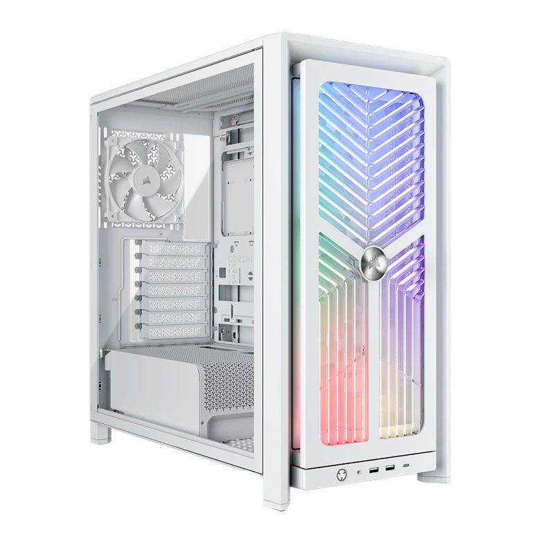Gabinete Gamer Corsair Frame 4000X RS, ARGB, Mid-Tower, Lateral de Vidro, Com 4 Fans, Branco, CC-9011303-WW