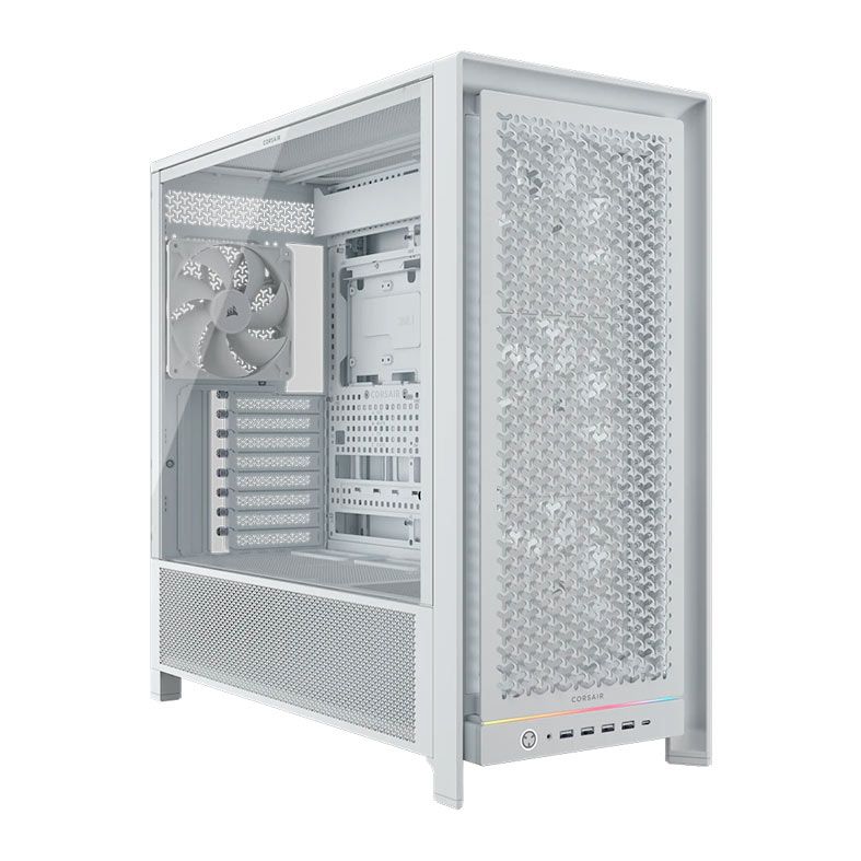Gabinete Gamer Corsair Frame 5000D RS, Mid-Tower, Lateral de Vidro, Com 4 Fans, Branco, CC-9011308-WW