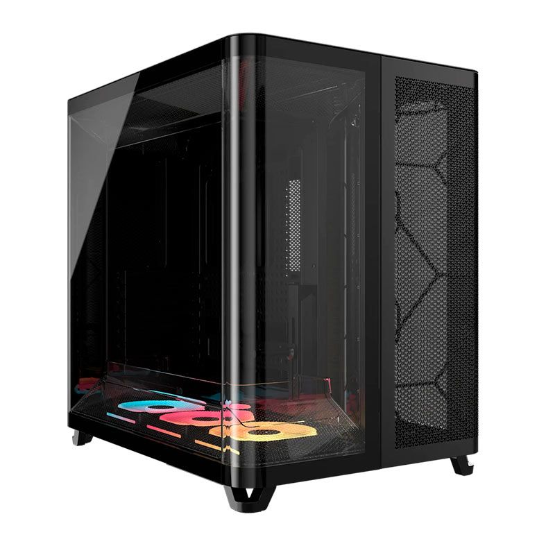 Gabinete Gamer Corsair AIR 5400 LX-R Icue Link, RGB, Mid-Tower, Lateral de Vidro, Com 3 Fans, Preto, CC-9011320-WW